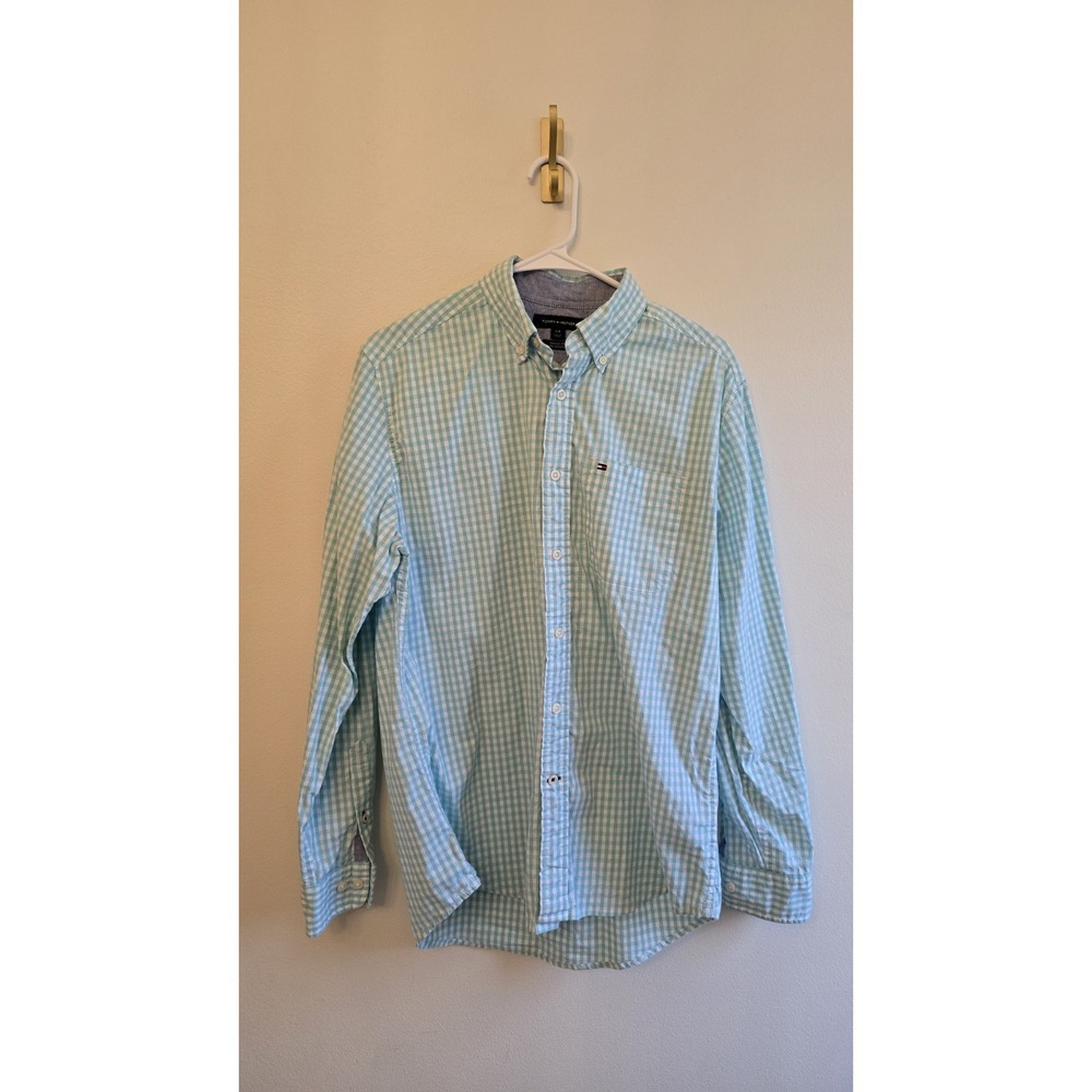 Tommy Hilfiger Classic Fit Button Down Shirt Men S Blue‎ Gingham Long Sleeve
